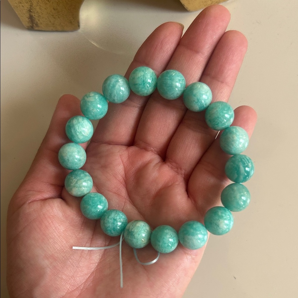 Real amazonite Beaded Stretch Bracelet - Picture 5 of 5